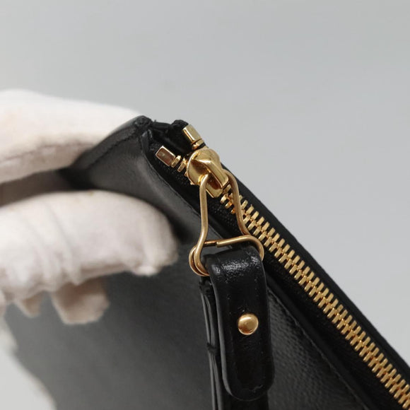 BALENCIAGA Clutch Bag Leather Black Gold 630626 Auth sw281