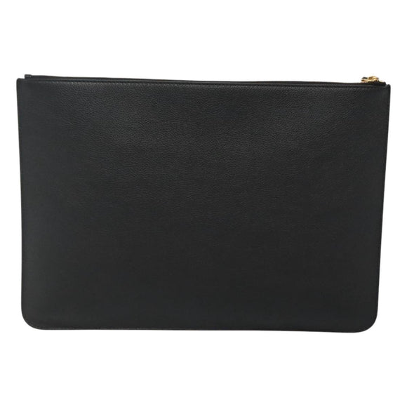 BALENCIAGA Clutch Tasche Leder Schwarz Gold 630626 Auth sw281