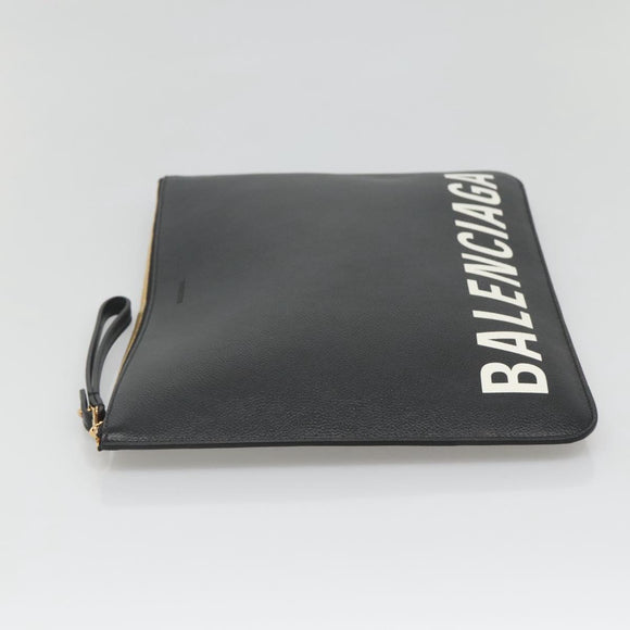 BALENCIAGA Clutch Tasche Leder Schwarz Gold 630626 Auth sw281