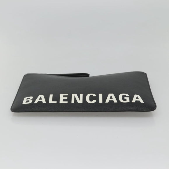 BALENCIAGA Clutch Bag Leather Black Gold 630626 Auth sw281