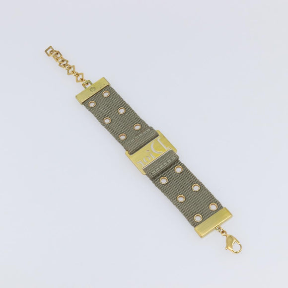 Christian Dior Bracelet Canvas Khaki Auth SW2818