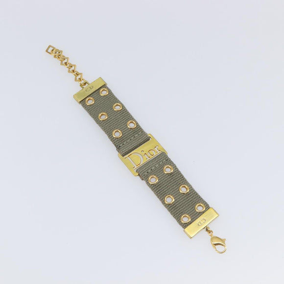 Christian Dior Bracelet Canvas Khaki Auth SW2818