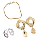 GIVENCHY Bracelet Earring metal 3 Set Gold Tone Silver Auth SW2827-1