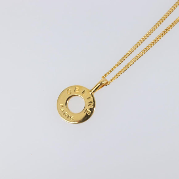 CELINE Necklace metal Gold Tone Auth SW2829V