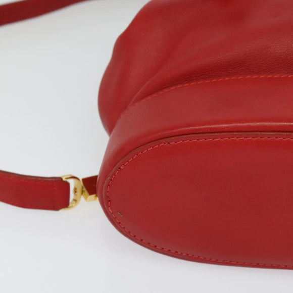 LOEWE Backpack Leather Red Gold Auth sw283