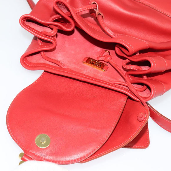 LOEWE Backpack Leather Red Gold Auth sw283