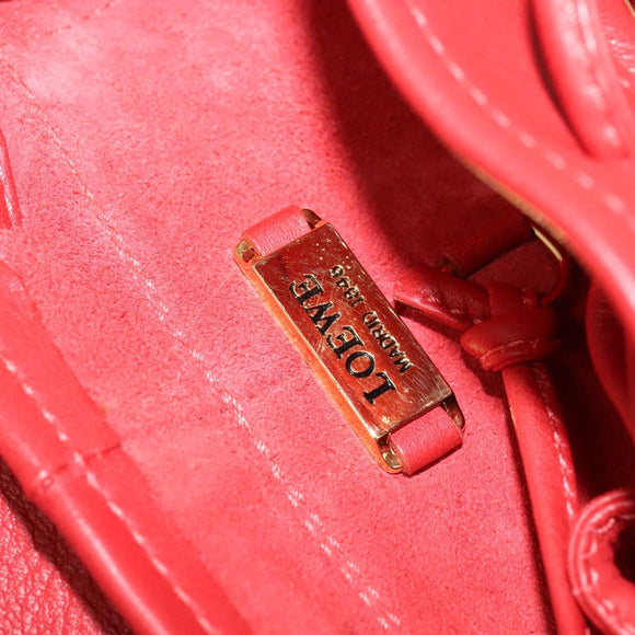 LOEWE Backpack Leather Red Gold Auth sw283