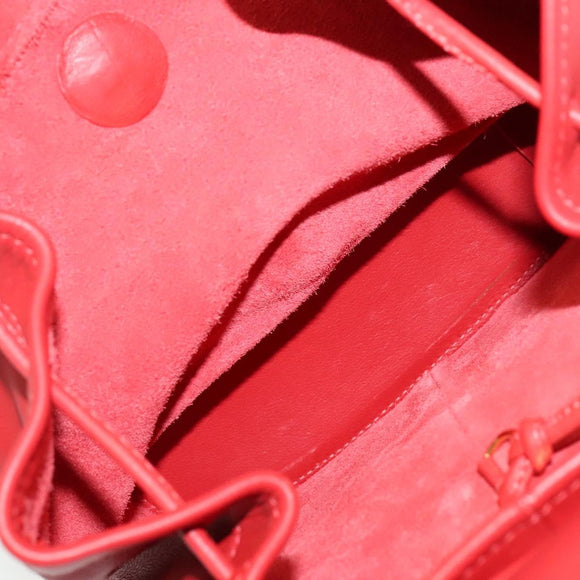 LOEWE Backpack Leather Red Gold Auth sw283