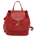 LOEWE Backpack Leather Red Gold Auth sw283-13