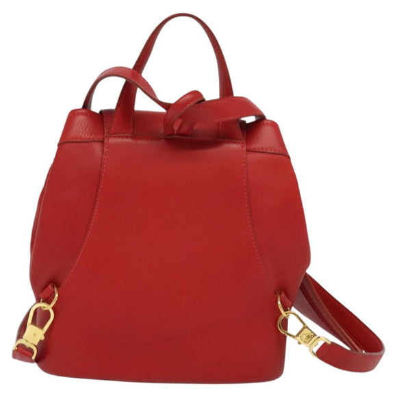LOEWE Backpack Leather Red Gold Auth sw283