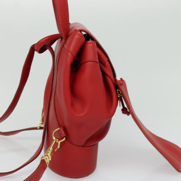 LOEWE Backpack Leather Red Gold Auth sw283