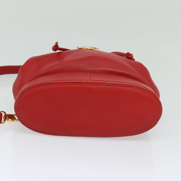 LOEWE Backpack Leather Red Gold Auth sw283