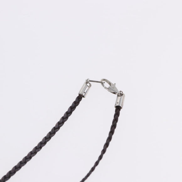 CELINE Choker Necklace Leather Brown Auth SW2831