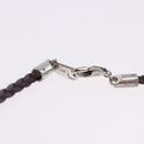 CELINE Choker Necklace Leather Brown Auth SW2831-13