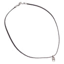 CELINE Choker Necklace Leather Brown Auth SW2831-2