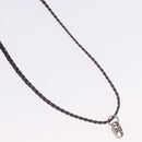 CELINE Choker Necklace Leather Brown Auth SW2831-4