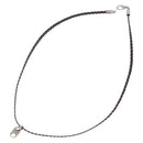 CELINE Choker Necklace Leather Brown Auth SW2831-7