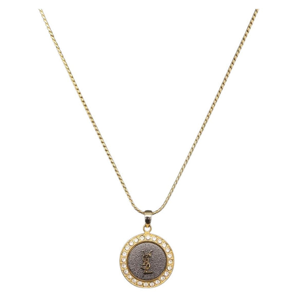 SAINT LAURENT Necklace Metal Gold Tone Auth SW2843