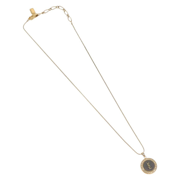 SAINT LAURENT Necklace Metal Gold Tone Auth SW2843