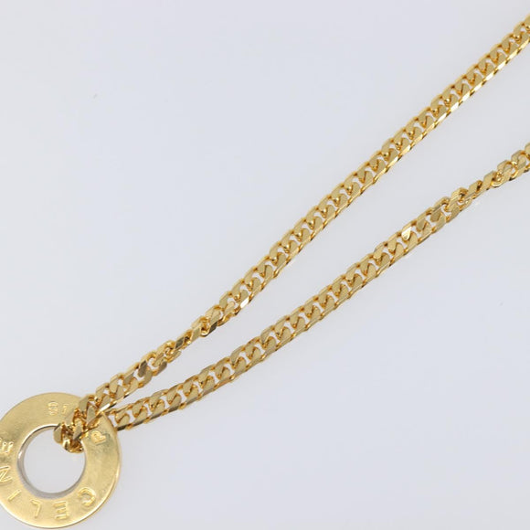 CELINE Necklace Metal Gold Auth SW2846