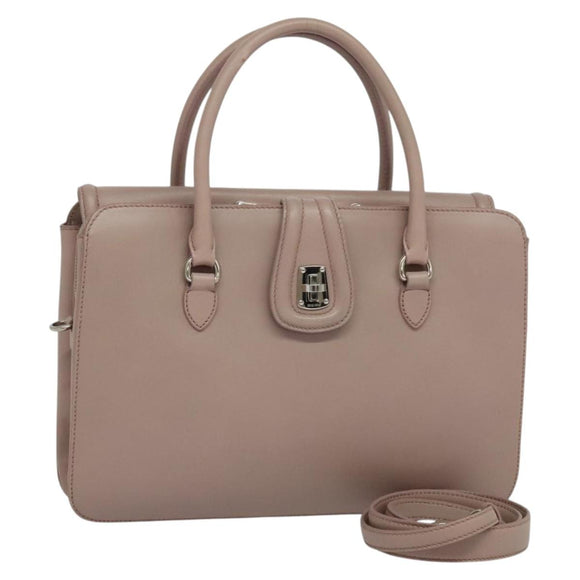 Miu Miu Hand Bag Leather 2way Pink Silver Auth sw284V