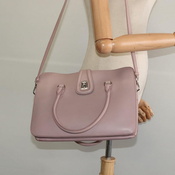 Miu Miu Hand Bag Leather 2way Pink Silver Auth sw284V