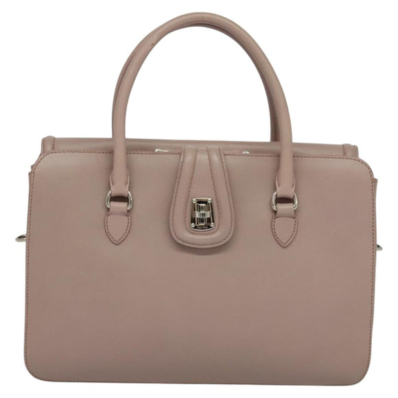 Miu Miu Hand Bag Leather 2way Pink Silver Auth sw284V
