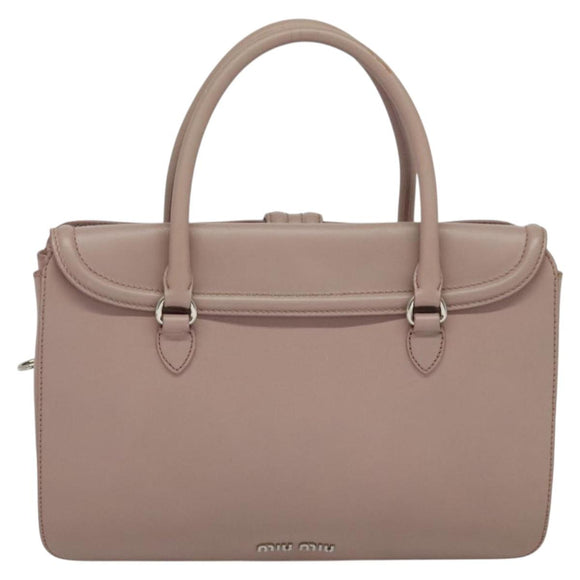 Miu Miu Hand Bag Leather 2way Pink Silver Auth sw284V