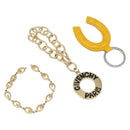 GIVENCHY Bracelet Metal 3 Set Gold Tone Orange Auth SW2853-1