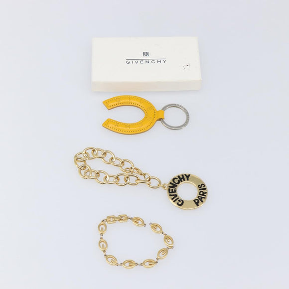 GIVENCHY Bracelet Metal 3 Set Gold Tone Orange Auth SW2853