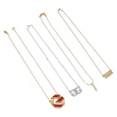 GIVENCHY Necklace Metal 4 Set Silver Gold Tone Auth SW2856-1