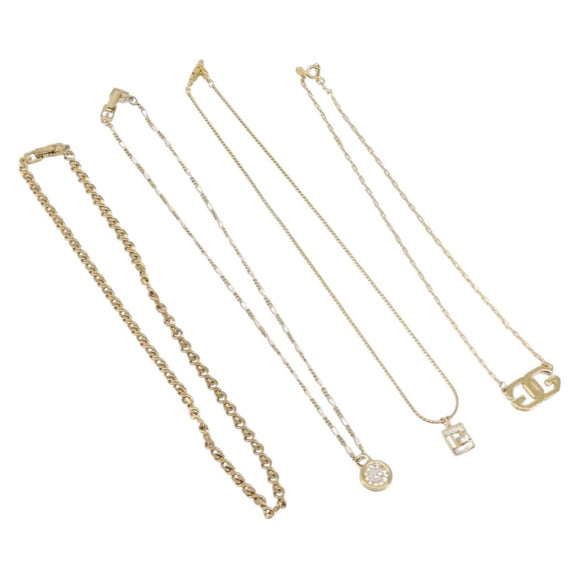 GIVENCHY Necklace Metal 4 Set Gold Tone Auth SW2857