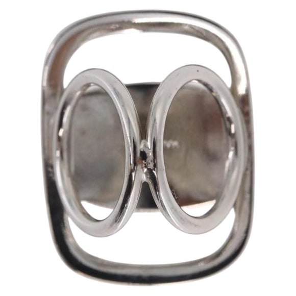 Salvatore Ferragamo Vala Scarf Ring Metal Silver Auth SW2860V
