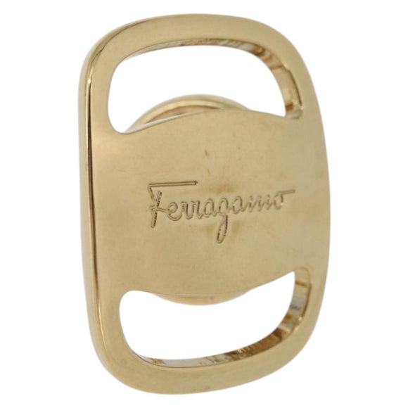 Salvatore Ferragamo Vala Scarf Ring Metal Gold Tone Auth SW2861V