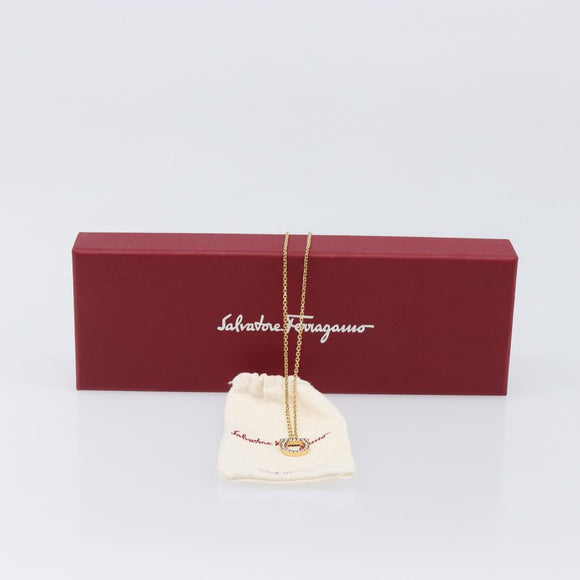 Salvatore Ferragamo Gancini Necklace metal Gold Tone Auth SW2862M