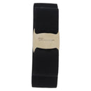 Salvatore Ferragamo Vala Valletta Hair Clip Canvas Black Gold Auth SW2863V-2