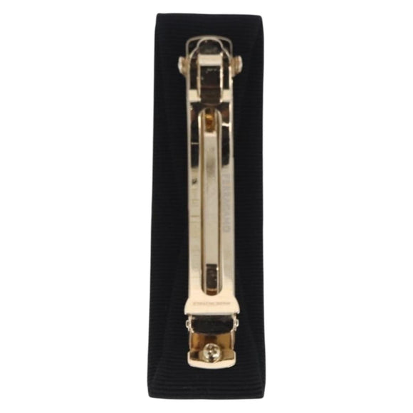 Salvatore Ferragamo Vala Valletta Hair Clip Canvas Black Gold Auth SW2863V