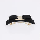 Salvatore Ferragamo Vala Valletta Hair Clip Canvas Black Gold Auth SW2863V-4