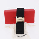 Salvatore Ferragamo Vala Valletta Hair Clip Canvas Black Gold Auth SW2863V-9