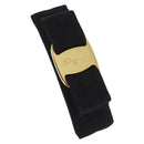 Salvatore Ferragamo Vala Valletta Hair Clip Canvas Black Gold Auth SW2864-1