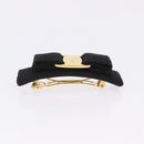 Salvatore Ferragamo Vala Valletta Hair Clip Canvas Black Gold Auth SW2864-4