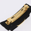 Salvatore Ferragamo Vala Valletta Hair Clip Canvas Black Gold Auth SW2864-6