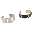 Salvatore Ferragamo Bangle Metal 2 Set Silver Black Auth SW2865-1