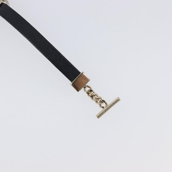 Salvatore Ferragamo Vala Bracelet Leather Black Gold Auth SW2868