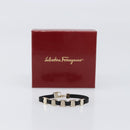 Salvatore Ferragamo Vala Bracelet Leather Black Gold Auth SW2868-19