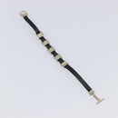 Salvatore Ferragamo Vala Bracelet Leather Black Gold Auth SW2868-7
