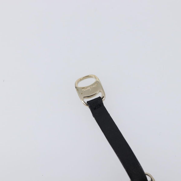 Salvatore Ferragamo Vala Bracelet Leather Black Gold Auth SW2868
