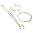 Salvatore Ferragamo Choker Necklace Metal 3 Set Gold Tone Auth SW2871-1