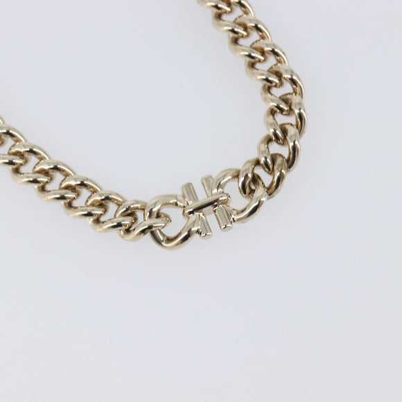 Salvatore Ferragamo Choker Necklace Metal 3 Set Gold Tone Auth SW2871