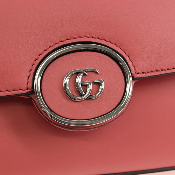 GUCCI Double G Chain Shoulder Bag Leather Pink Silver 739722 Auth SW2873SAM